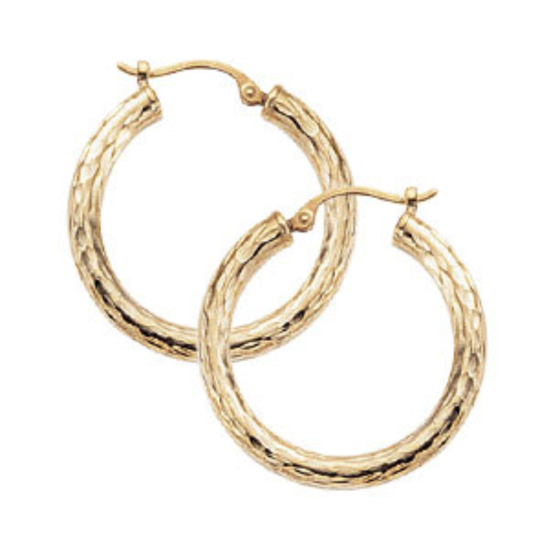 14KY Tube Hoop Earrings 25mm