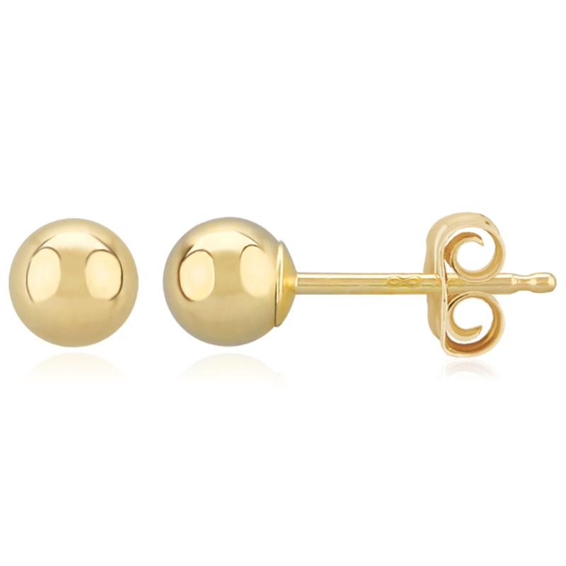 14KY Ball Stud Earrings 4MM