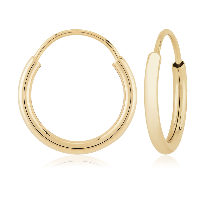 14KY  Endless Hoop Earrings 1.5mm x 12mm