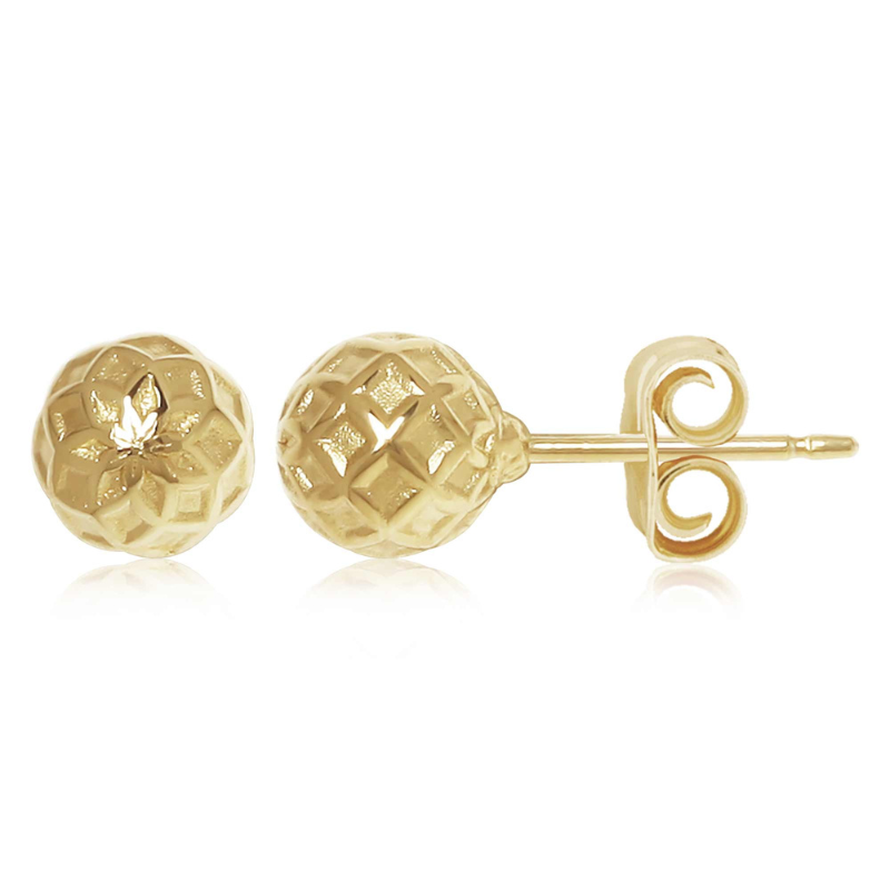 14KY Textured 6MM Ball Stud Earrings