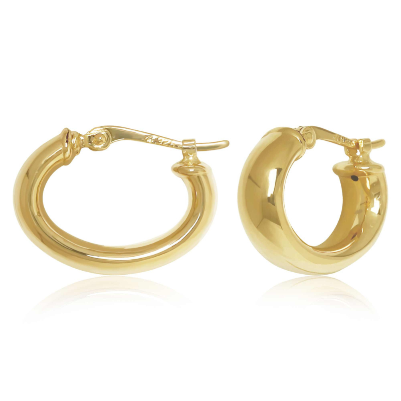 14KY Sideways Oval Hoop Earrings