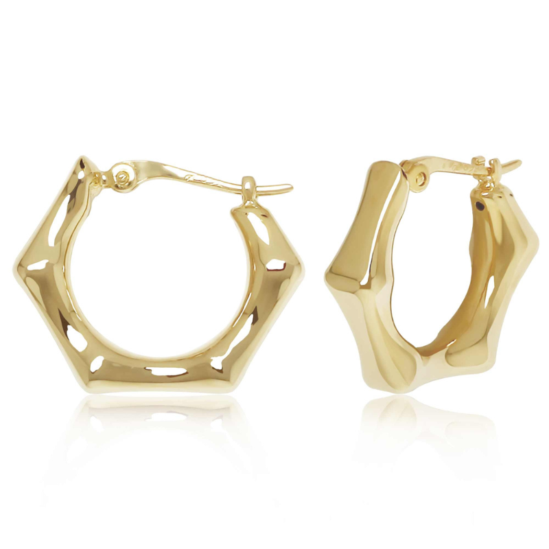 14KY Faceted Hexagon Hoop Earrings