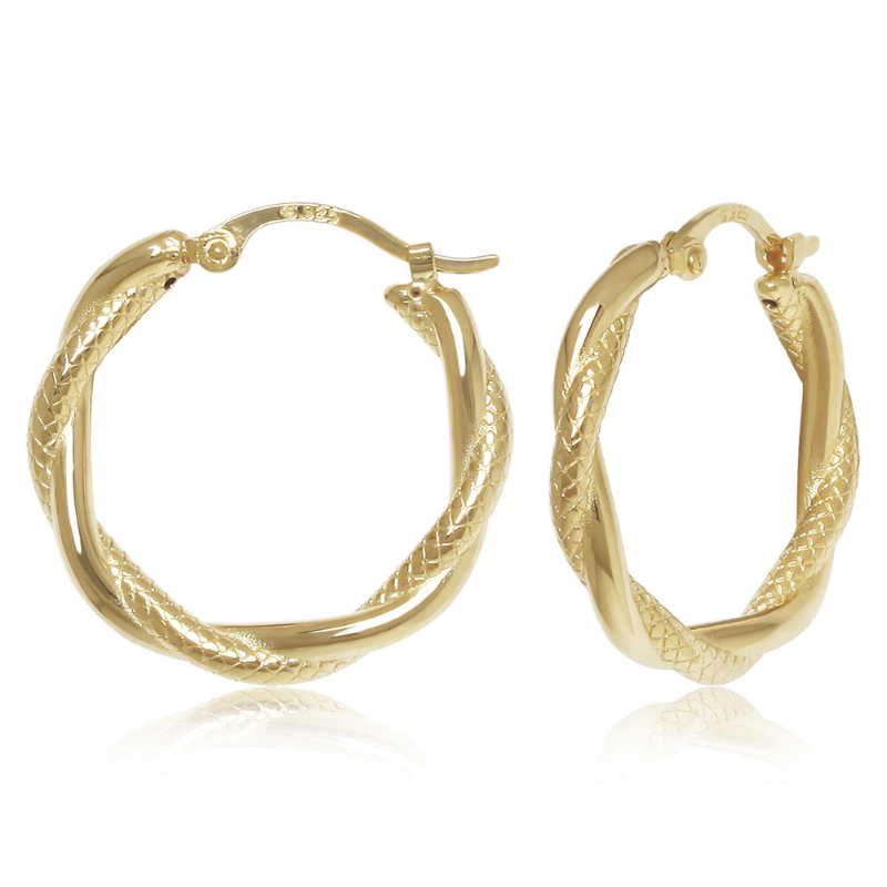 14KY Polish Twist Texture Hoop Earrings