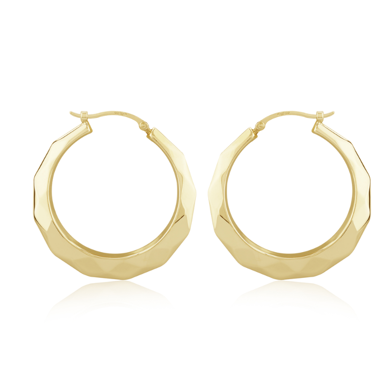 SSGP Facet Cut Hoop Earrings