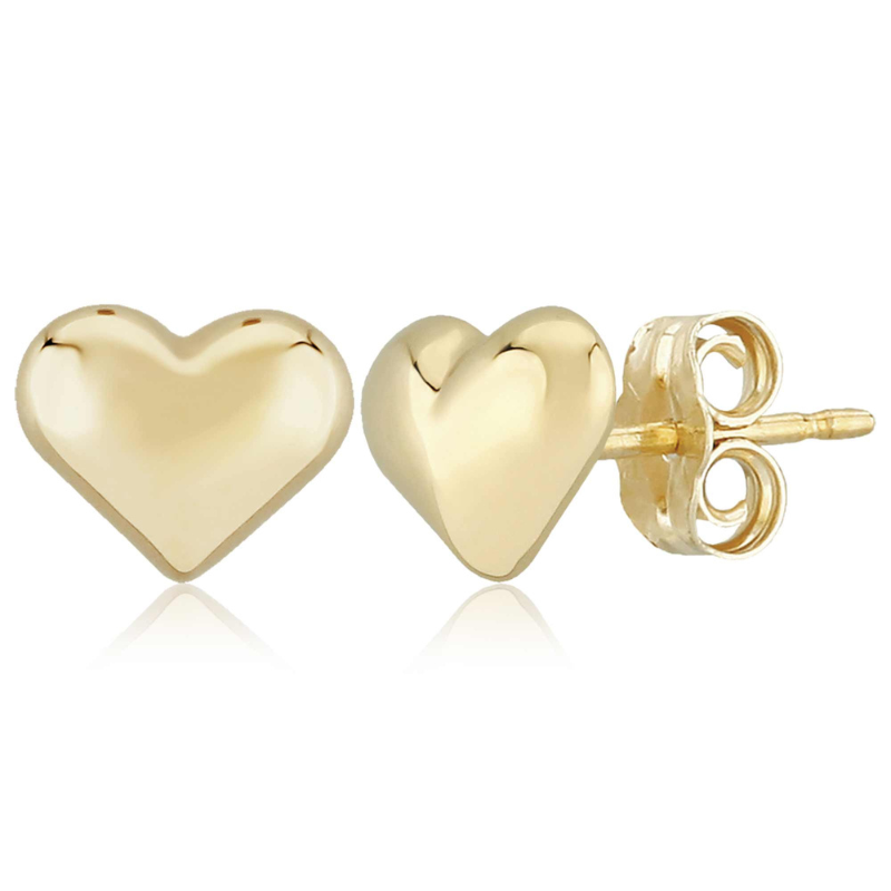 SSGP 8MM Puffed Heart Stud Earrings