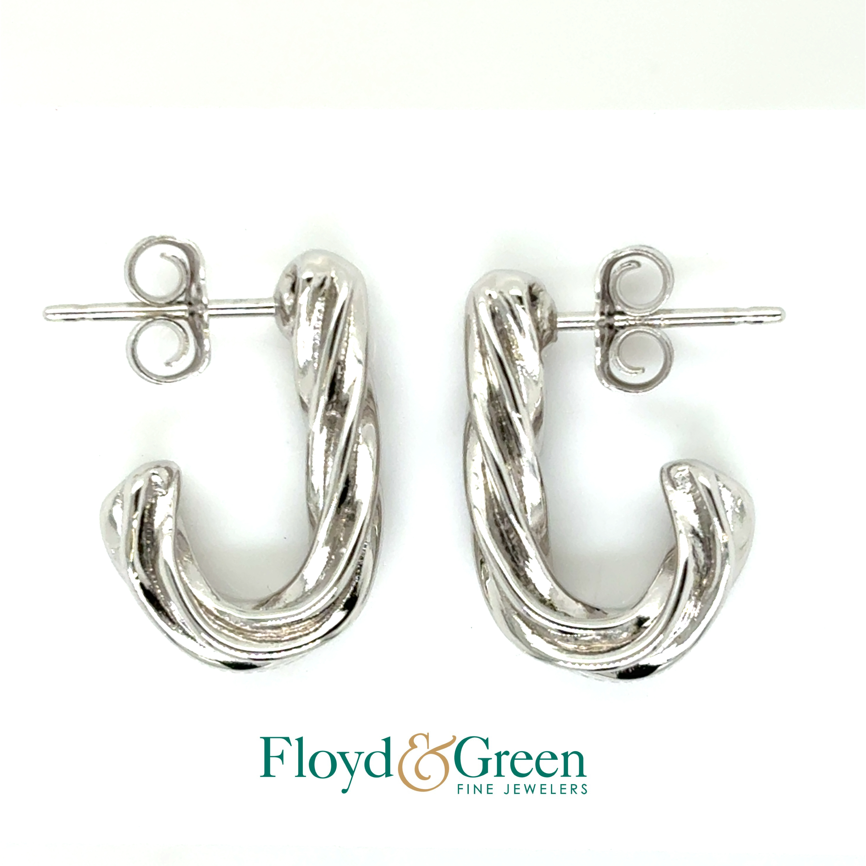 14KW Twisted J-Hoop Earrings, 1.5g