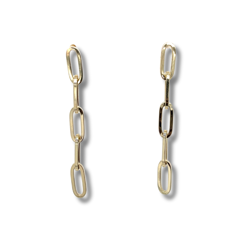 14KY Hollow Paper Clip Dangle Earrings