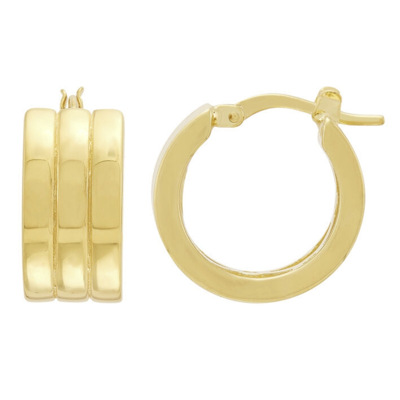 Triple Row Tube Hoop Earrings