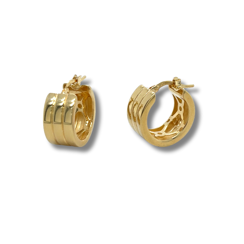 14KY Triple Row Tube Hoop Earrings