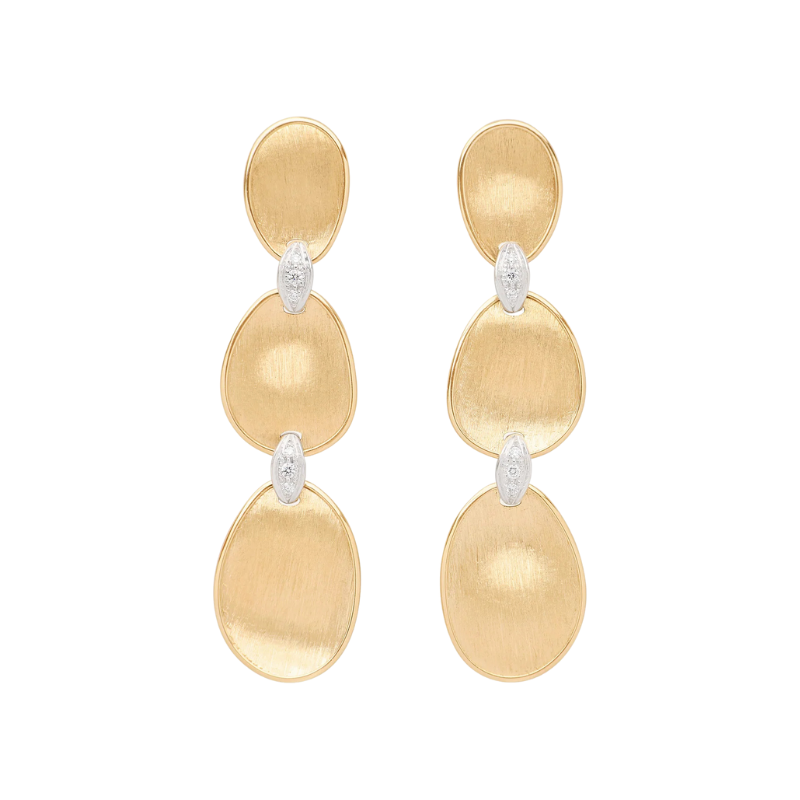 Lunaria Gold Three Drop Earrings with Diamonds