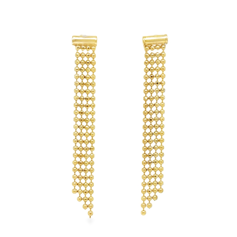 14KY Bar w/ Dangled Beaded Chain Earrings