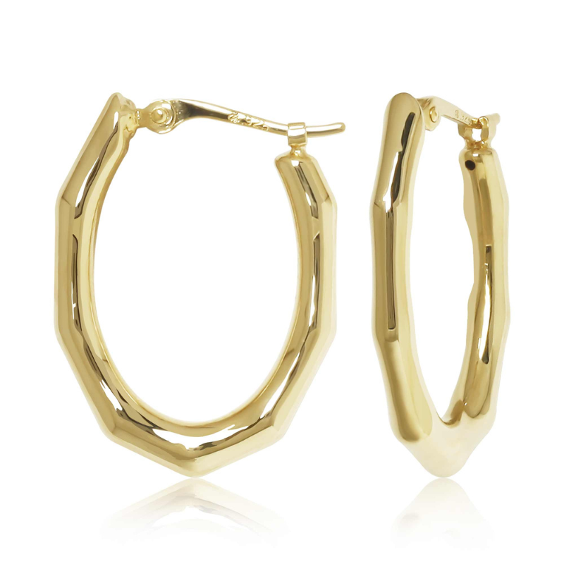 14KY Sculptred Oval Hoop Earrings