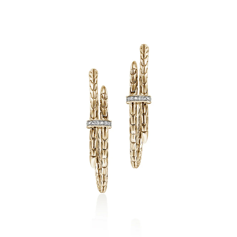 14KY Spear w/ Dia .12ctw Hoop Earrings