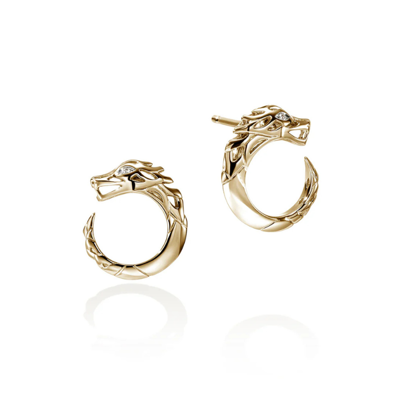 14KY Naga w/ Dia .02ctw Eyes Stud Earrings