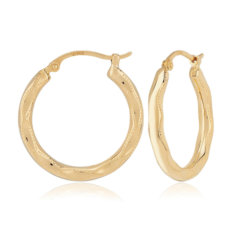 CARLA Medium Embossed Hoop Earrings