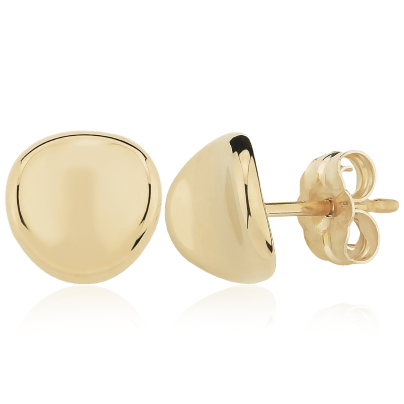 14KY 8MM Dapped Disc Stud Earring