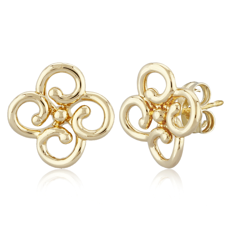 14KY Twist Clover Stud Earring