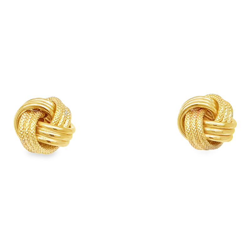 14KY Polished/Beaded Love Knot Earrings