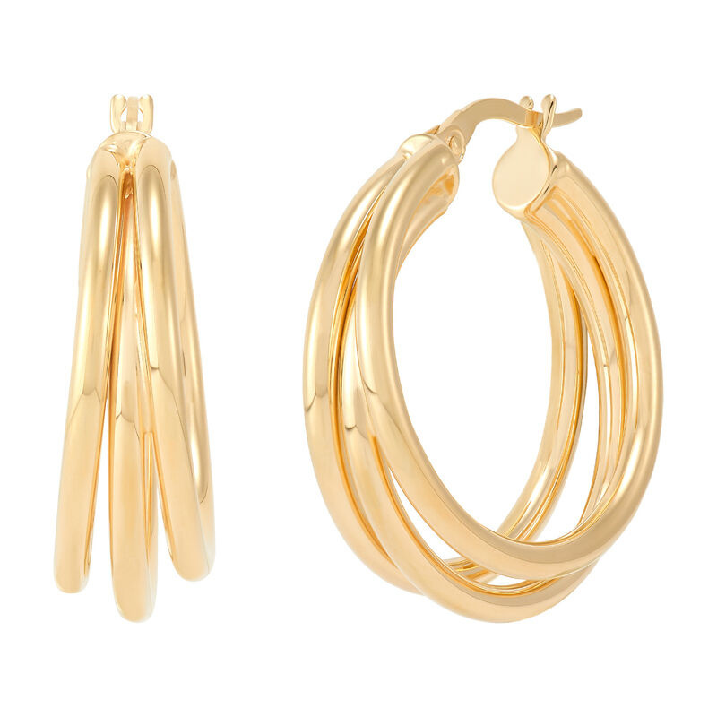 Triple Row Tube Hoop Earrings