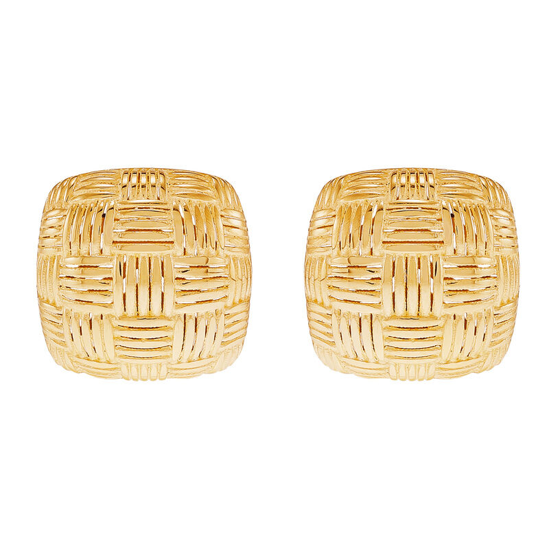 14KY stud earrings with a basket weave design