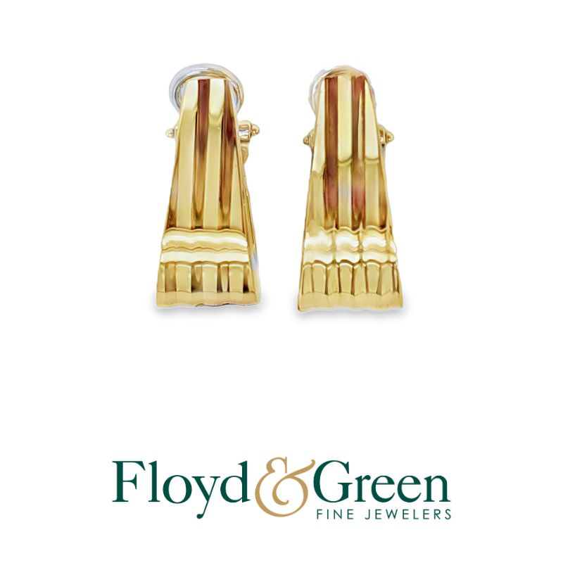 14KY Omega Back Earrings, 7.3g