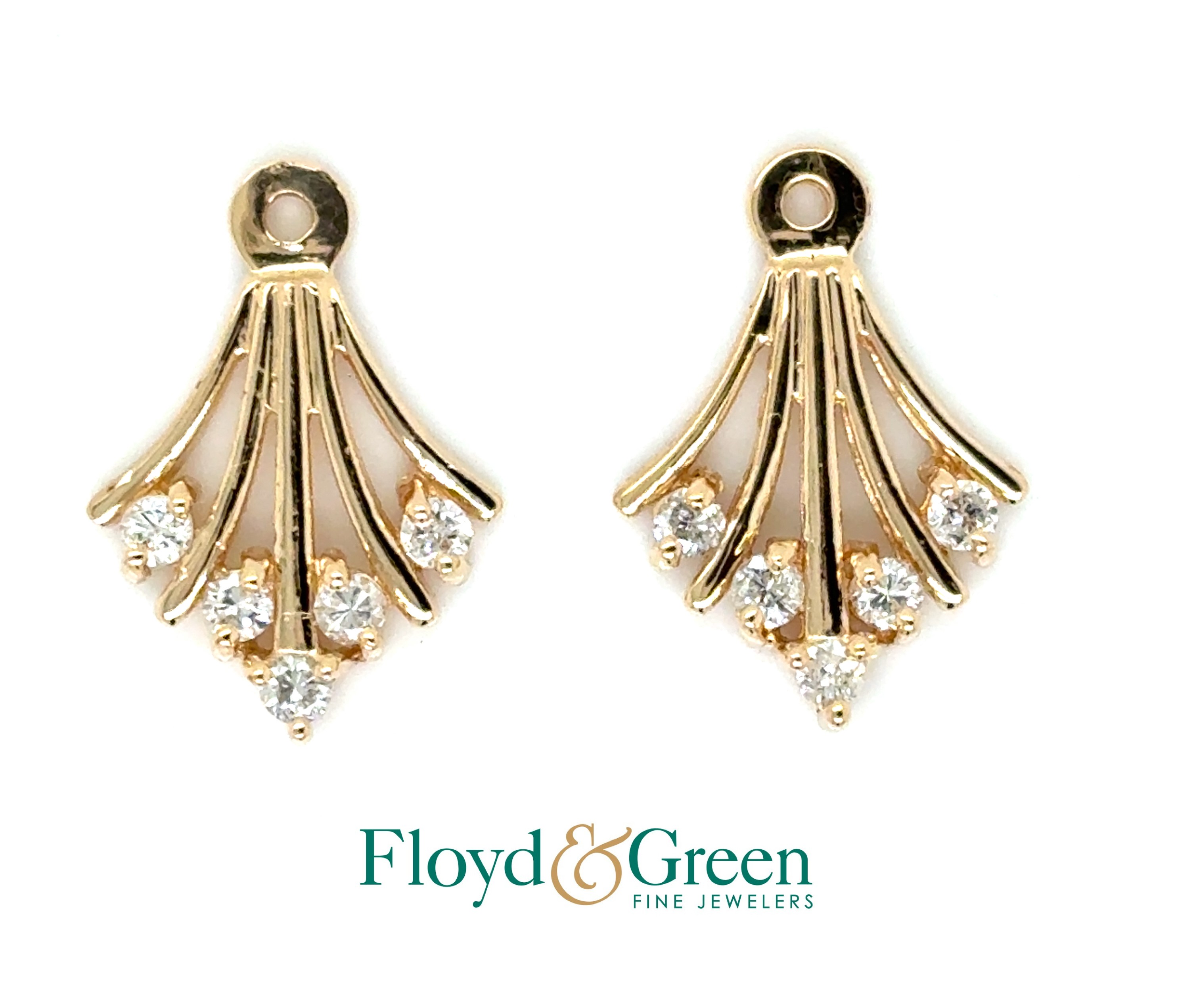 14KY Diamond Earring Jackets, 10 Round Diamonds, 1.4g