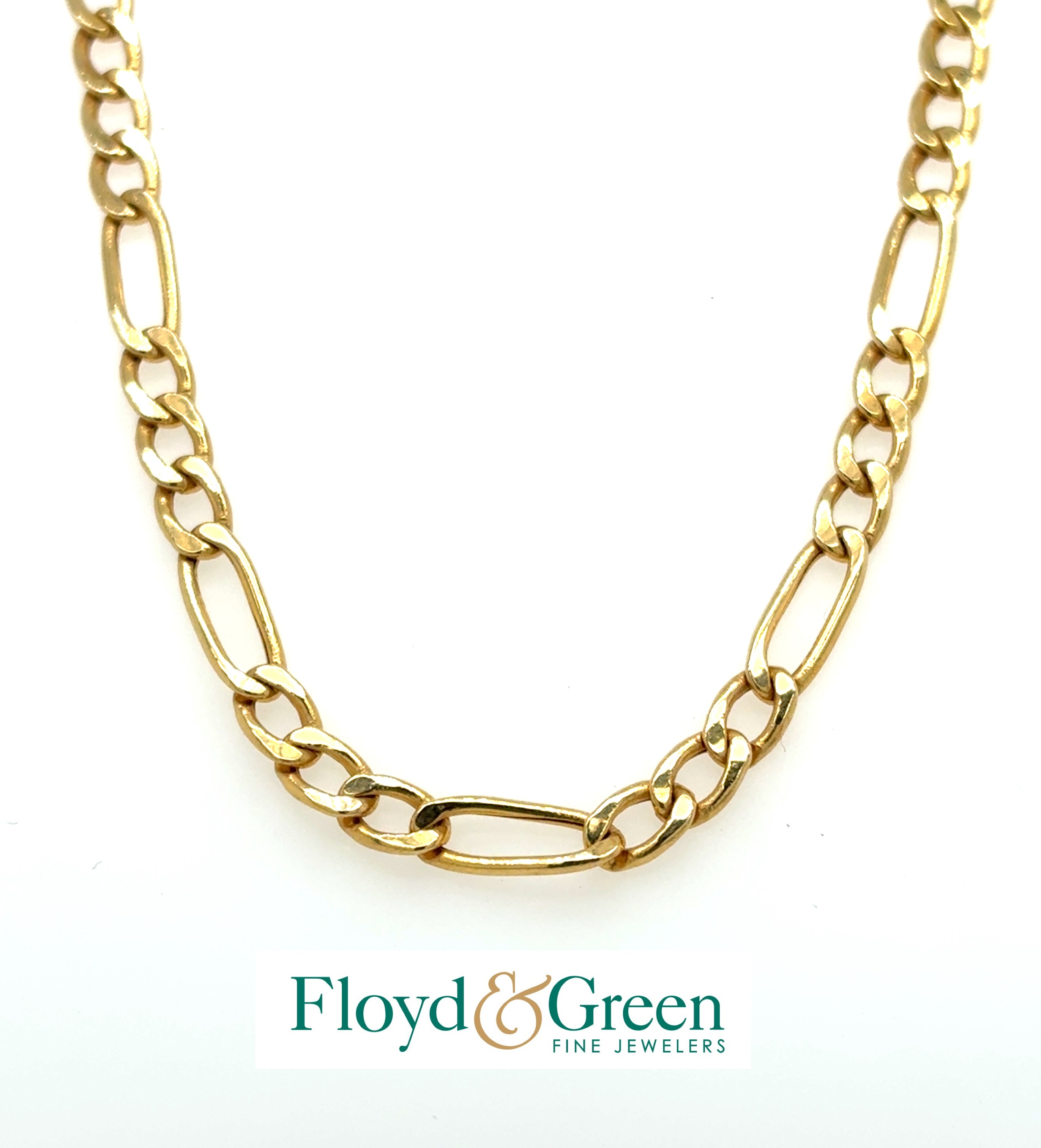 14KY Figaro Chain, 17 inch, 4.6g