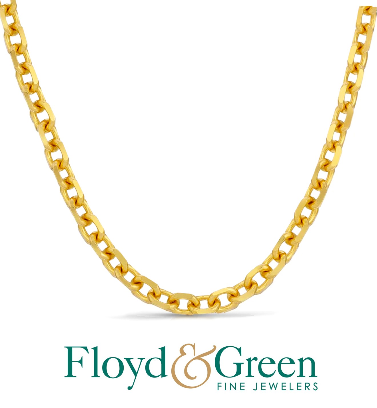 14KY Diamond-cut Cable Chain, 18.5 inch, 5.8g