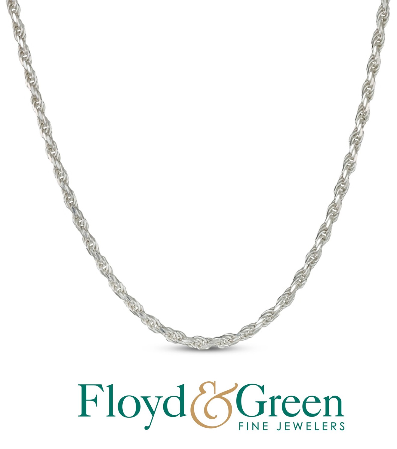 14KW Diamond-cut Rope Chain, 16.5 inch, 2.7g