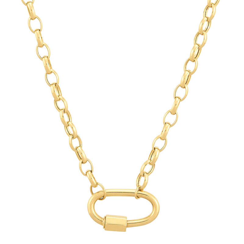18 14KY rolo chain with carabiner lock necklace