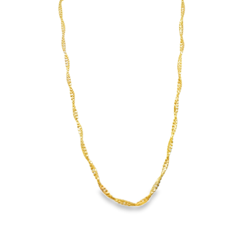 18 14KY beaded and popcorn chain necklace