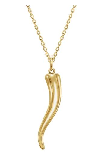16 to 18 inch chain with italian horn charm 14kt. y/g