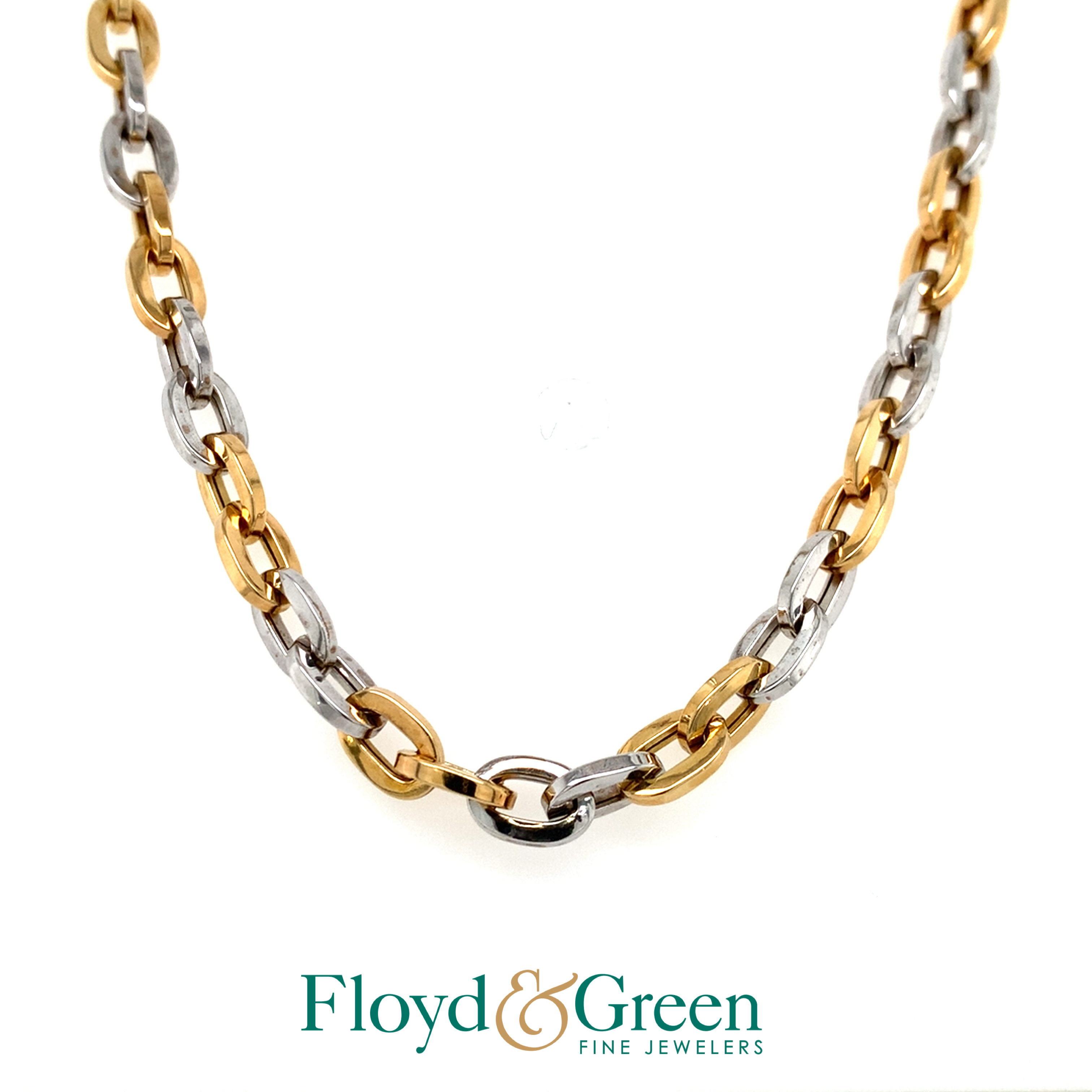 18K Two-Tone Link Necklace, 17 inch