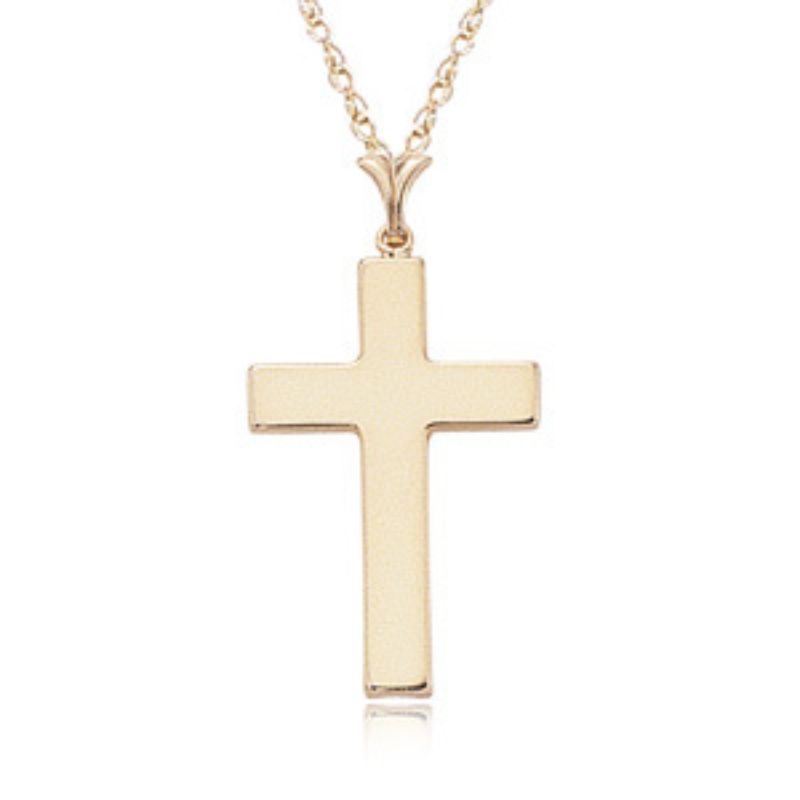 14KY Large Flat Cross Pendant
