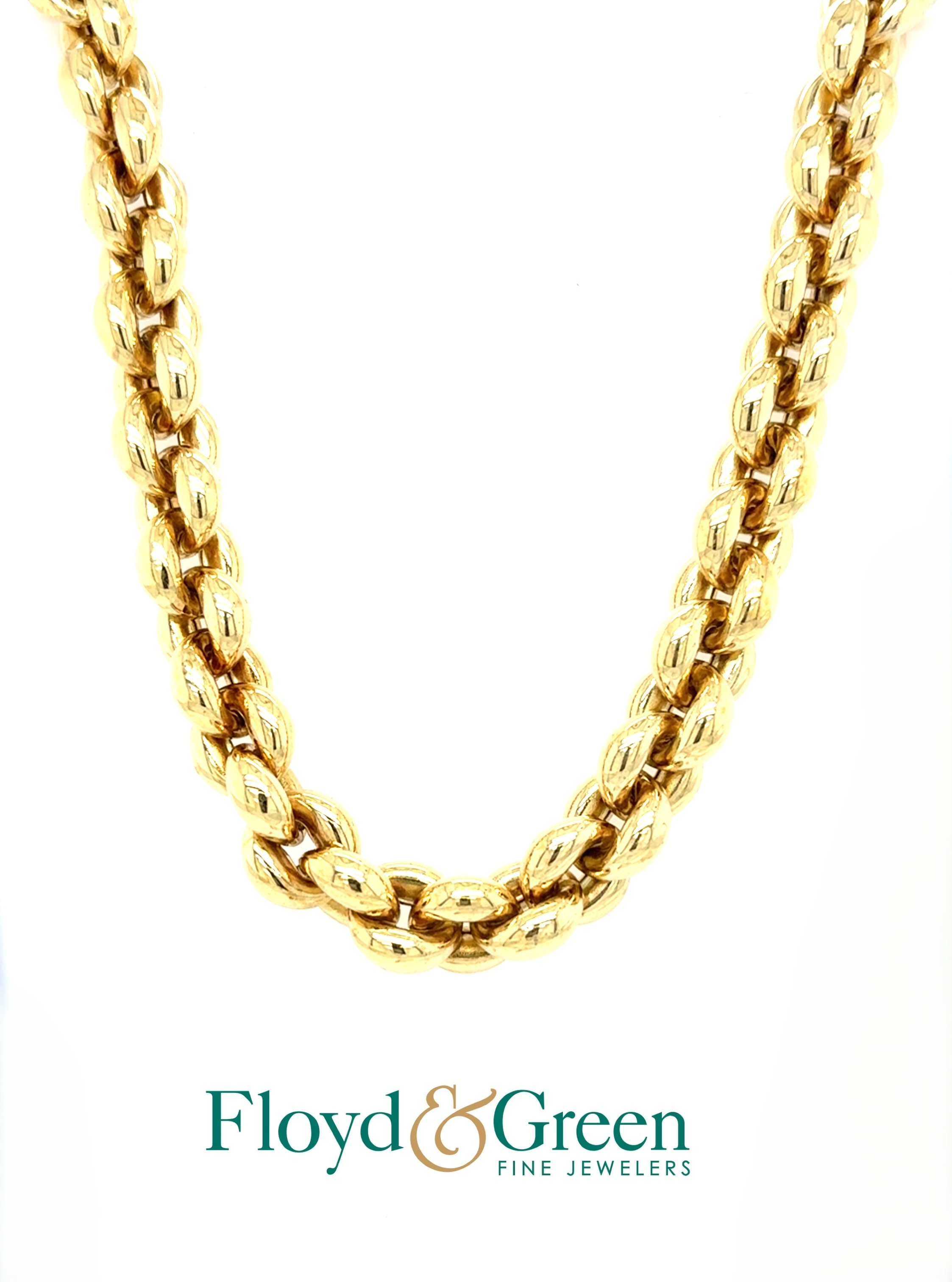 18KY Chunky Link Necklace, 18 inch, 70.4g