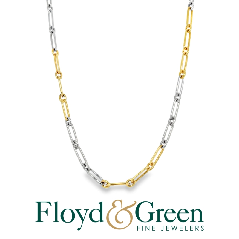 Two Tone Art Deco Chain Necklace