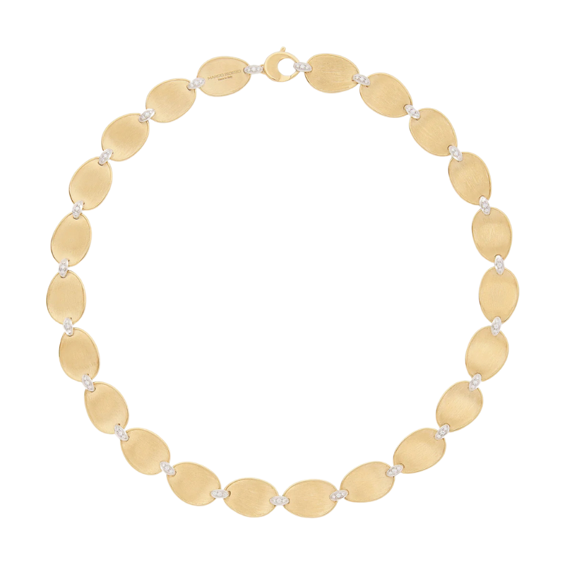 Lunaria Gold Collar Necklace with Diamond Accents
