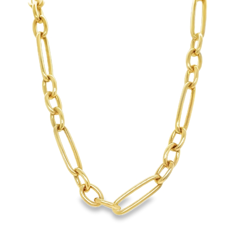 17.75 14KY 1+3 Figaro Link Necklace