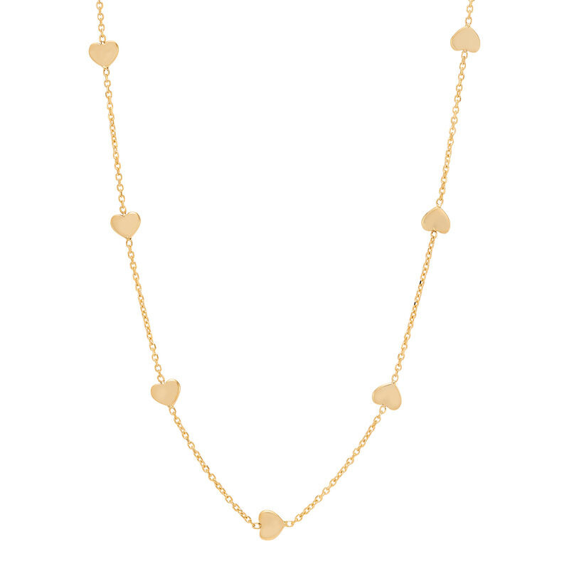 18 High Polished Heart Station Necklace