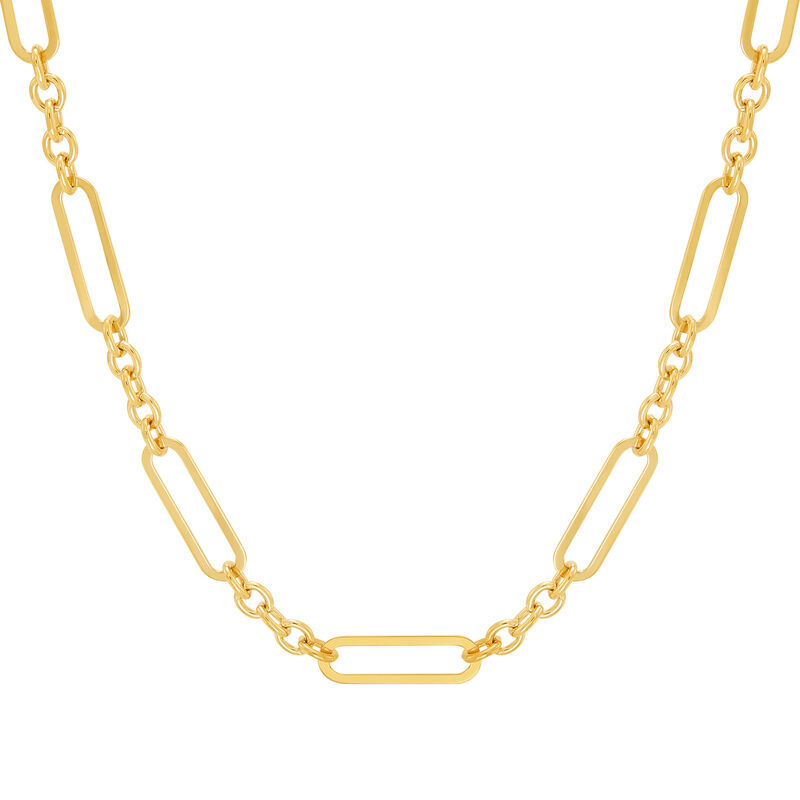 18 14KY oval and round link necklace