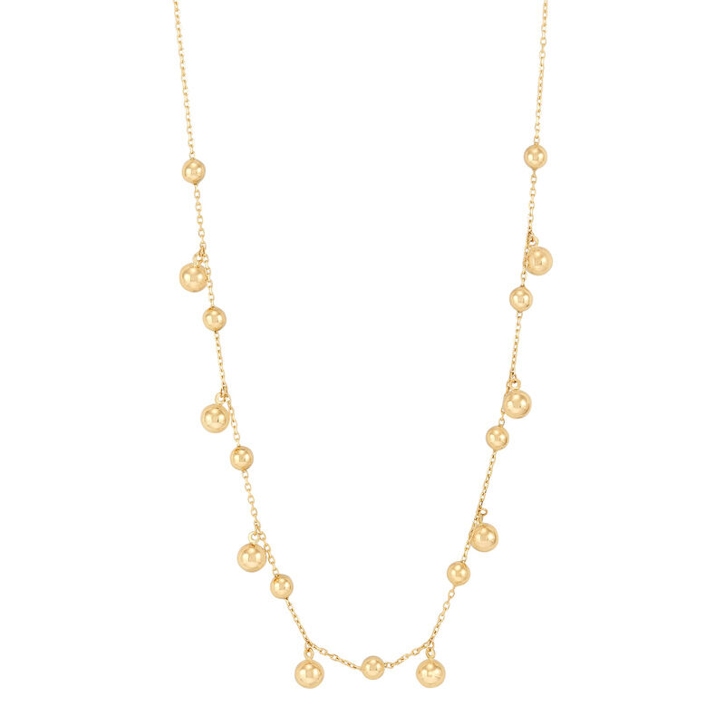 16.75 14KY alternating bead stations and dangles necklace