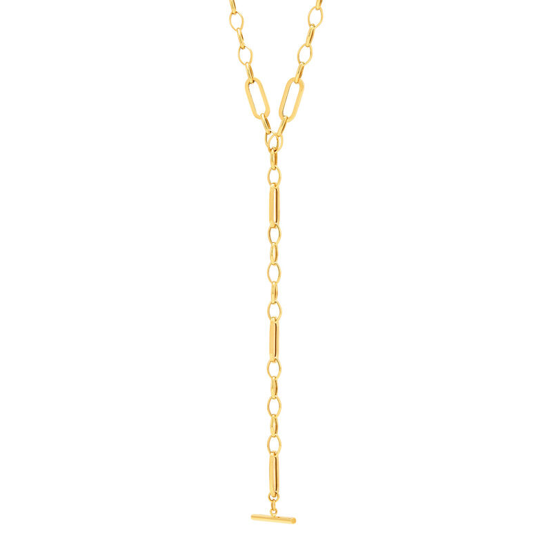 18 14KY lariat necklace with oval links