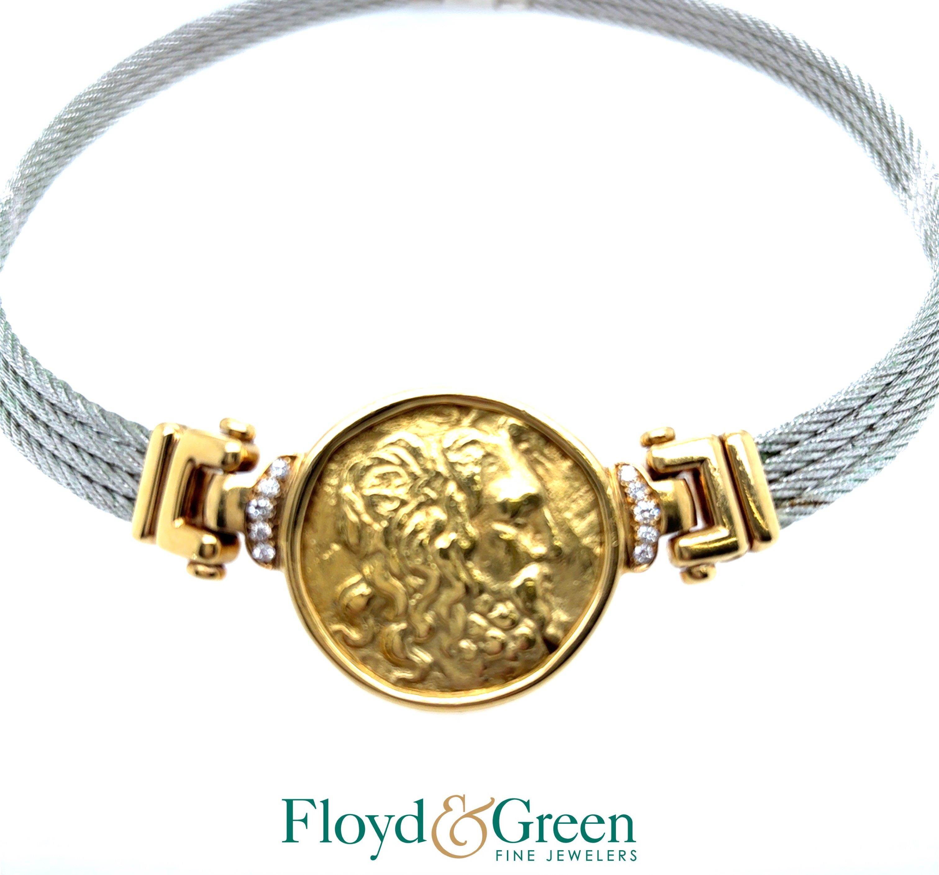 Fred Paris Sterling and18KY necklace with Ancient Greek Gold Coin
