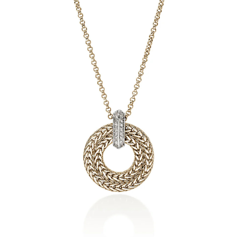 18 14KY Icon Link Dia .21ctw Round Pendant Necklace