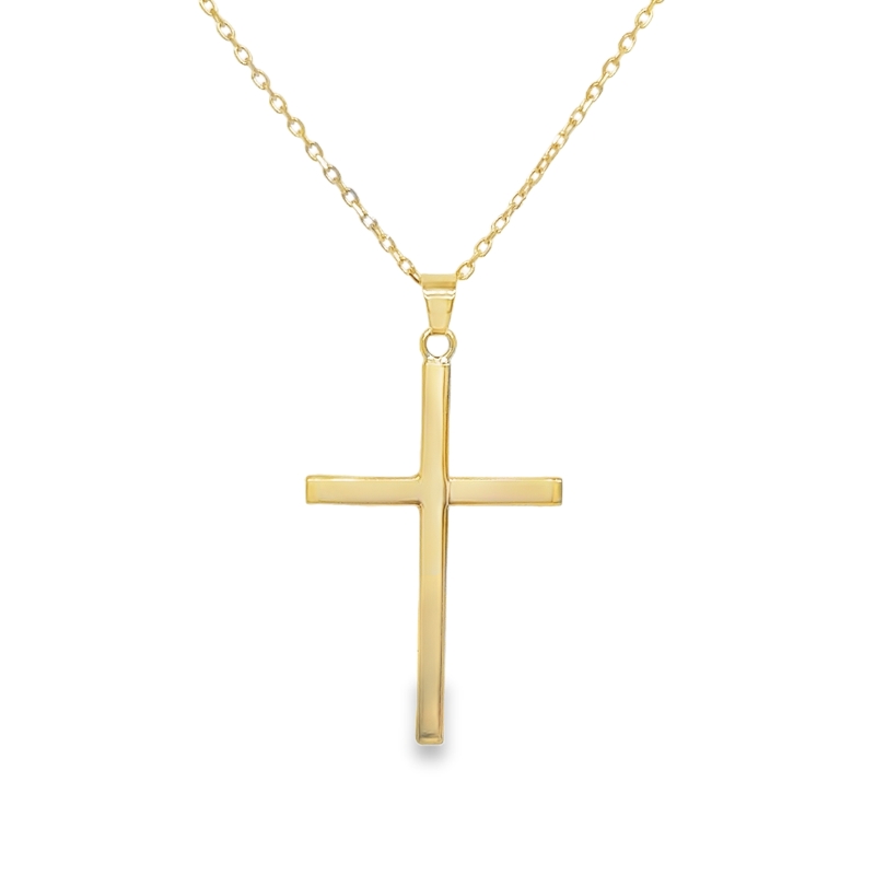 20 14KY cross pendant on a forzantina chain