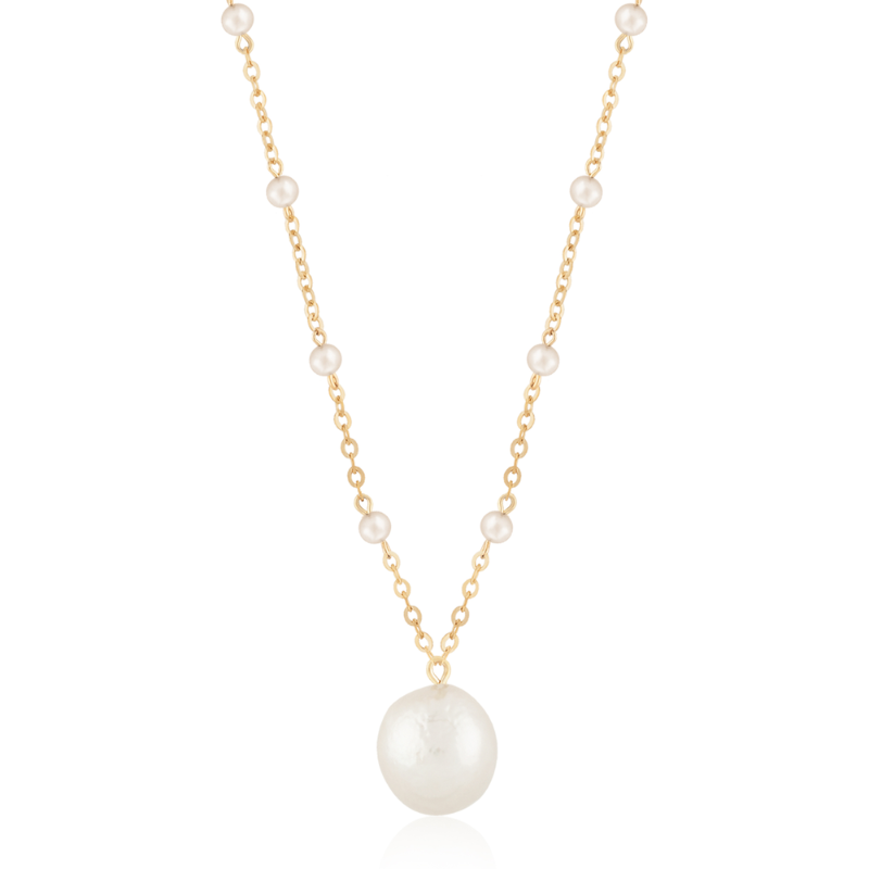 Bead and Baroque Drop Necklace