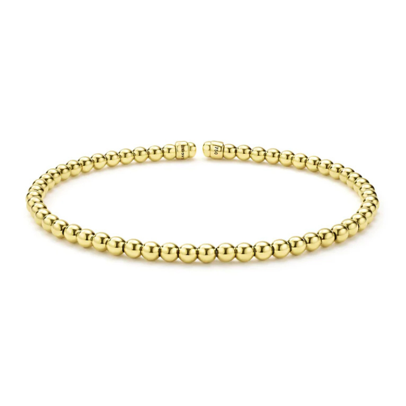 18KY Caviar 3mm Cuff Bracelet Size 7