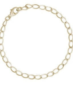 S/O-14k Yellow Gold -Curb Link Classic Charm Bracelet With Lobster Claw Clasp 7