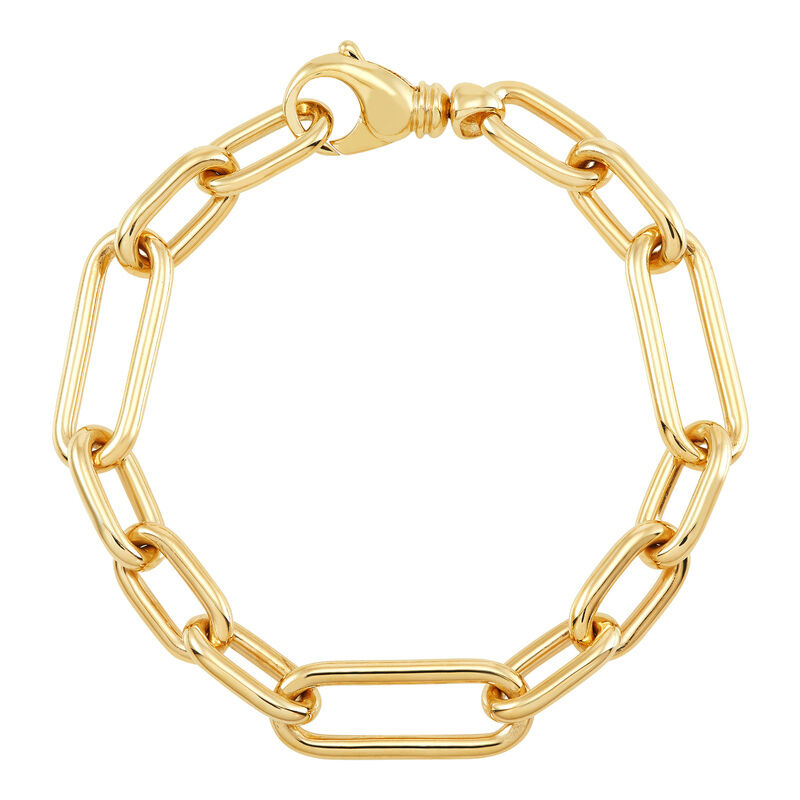 14KY Hollow Oval Paperclip Chain Bracelet Size 7.5