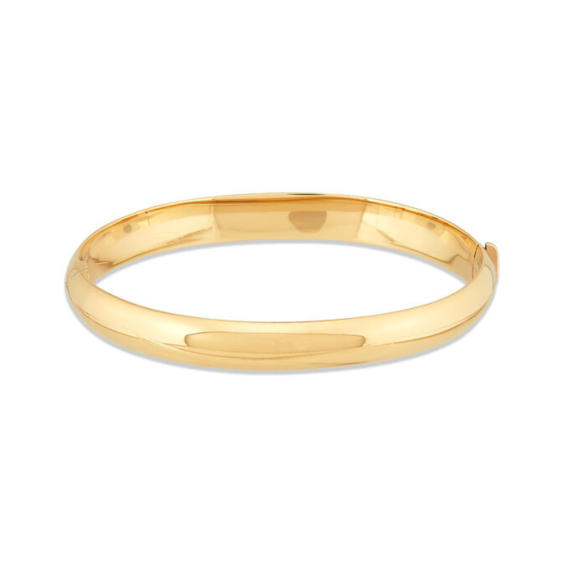 14KY 9MM Oval Hinge Bangle Size 7